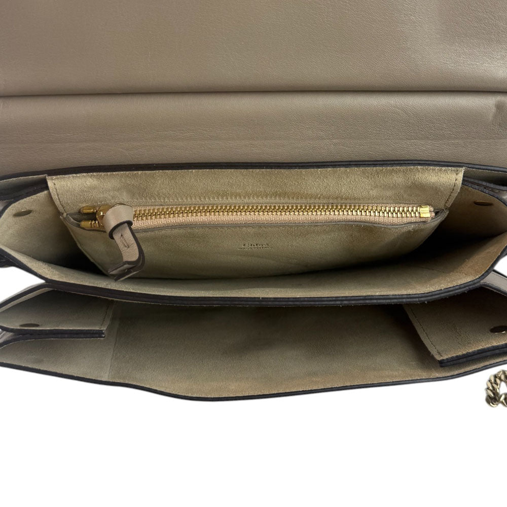 CHLOE Faye Brown Leather & Suede Shoulder Bag LHQ695
