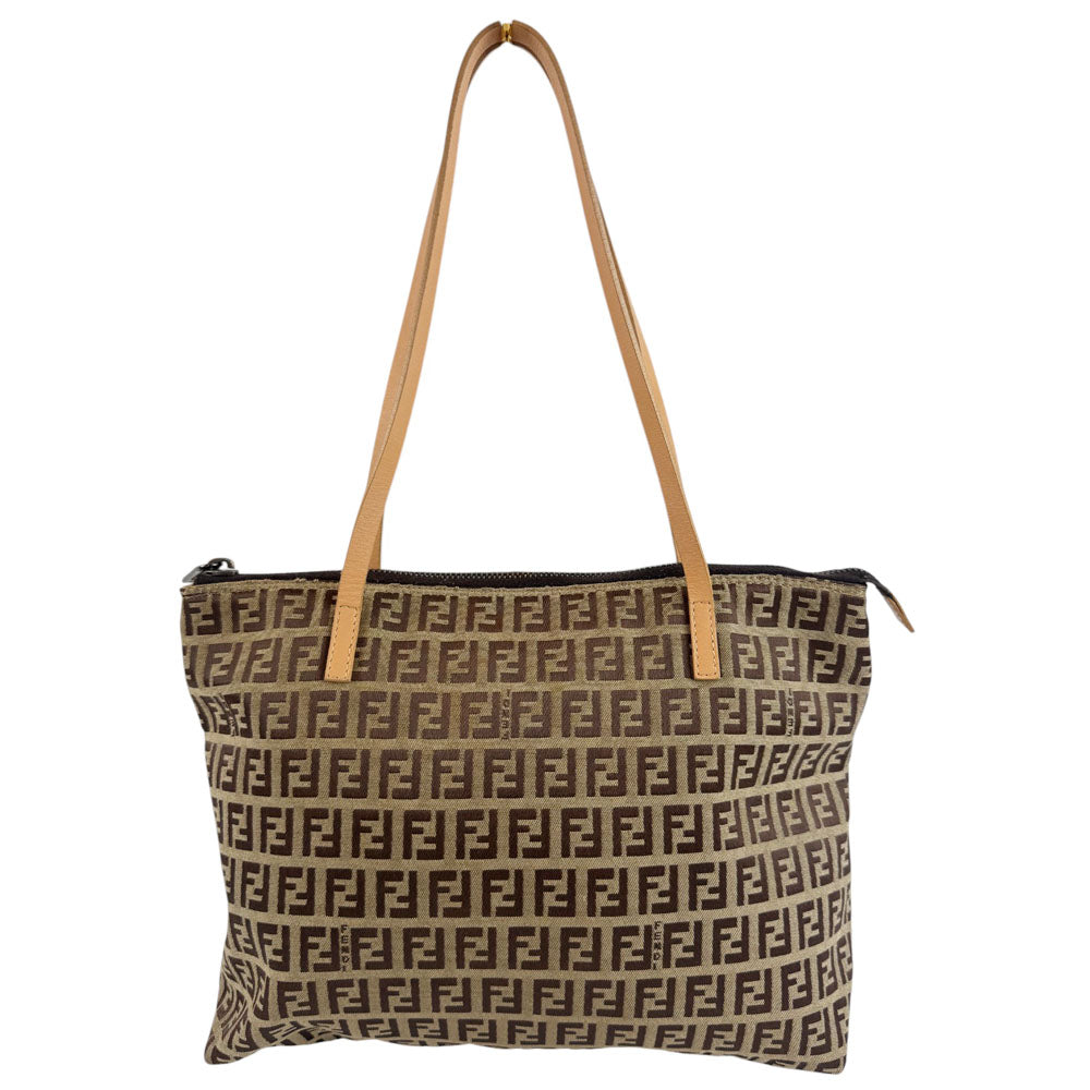 FENDI Zucchino Brown Tote Shoulder Bag LHQ698