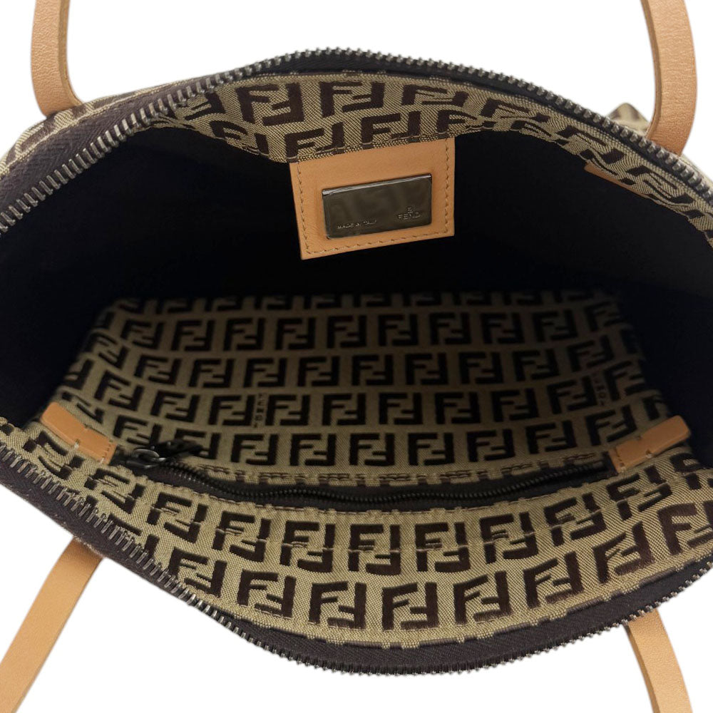 FENDI Zucchino Brown Tote Shoulder Bag LHQ698