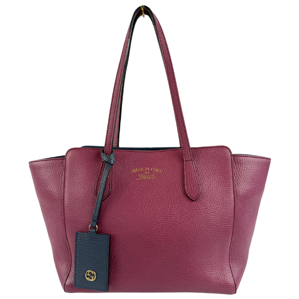 GUCCI Swing Purple Leather Tote Shoulder Bag LHQ701