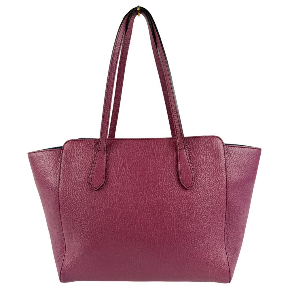 GUCCI Swing Purple Leather Tote Shoulder Bag LHQ701