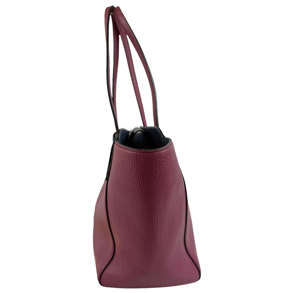 GUCCI Swing Purple Leather Tote Shoulder Bag LHQ701
