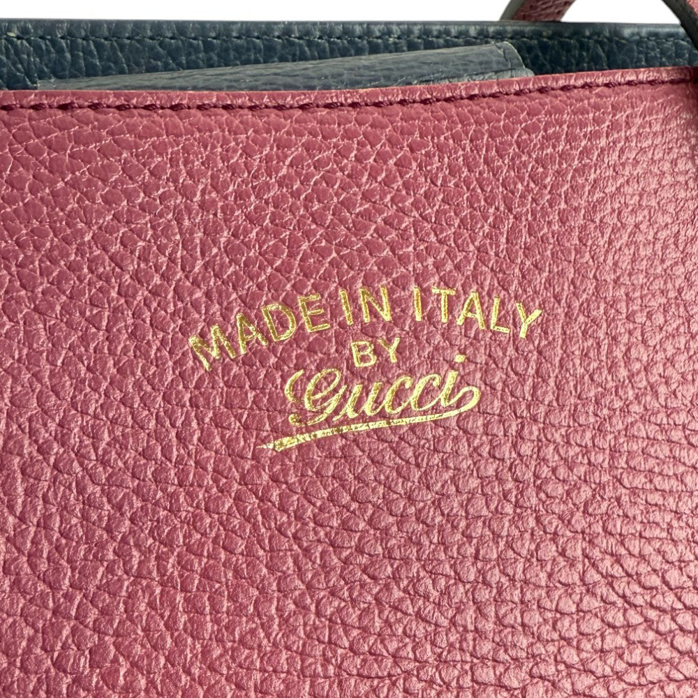 GUCCI Swing Purple Leather Tote Shoulder Bag LHQ701
