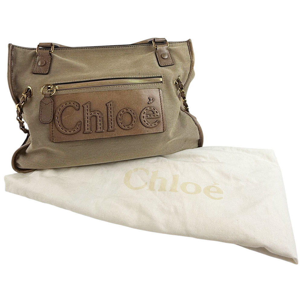 CHLOE Harley Brown Tote Shoulder Bag LHQ702
