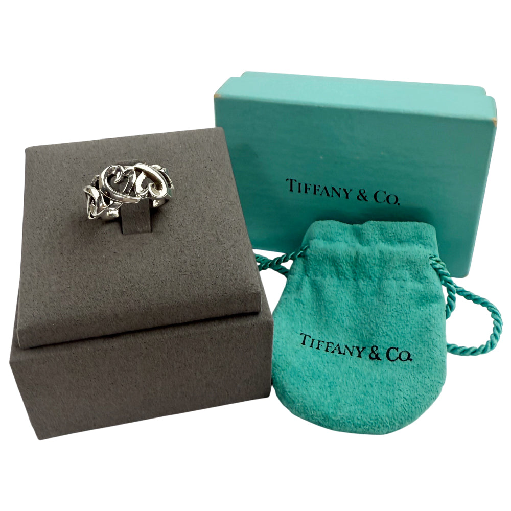 TIFFANY & CO Open Hearts Silver Ring LHQ709