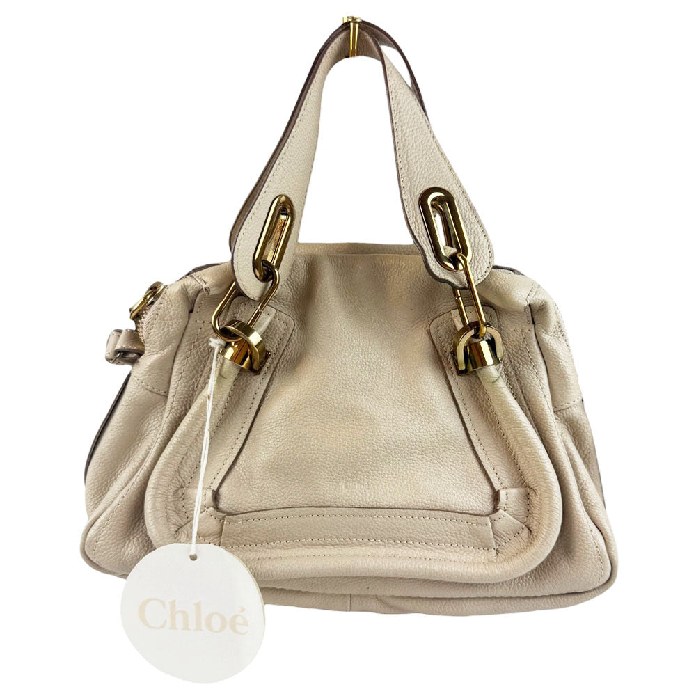 CHLOE Paraty Cream Leather Shoulder Bag LHQ724