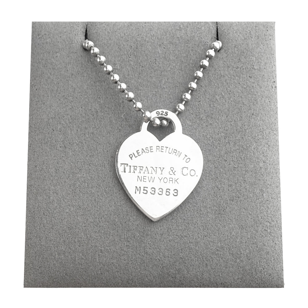 TIFFANY & CO Return To Heart Silver Ball Chain Necklace LHQ739