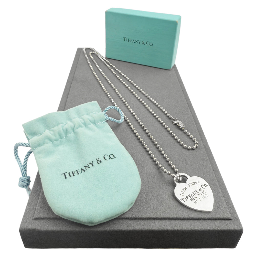TIFFANY & CO Return To Heart Silver Ball Chain Necklace LHQ721