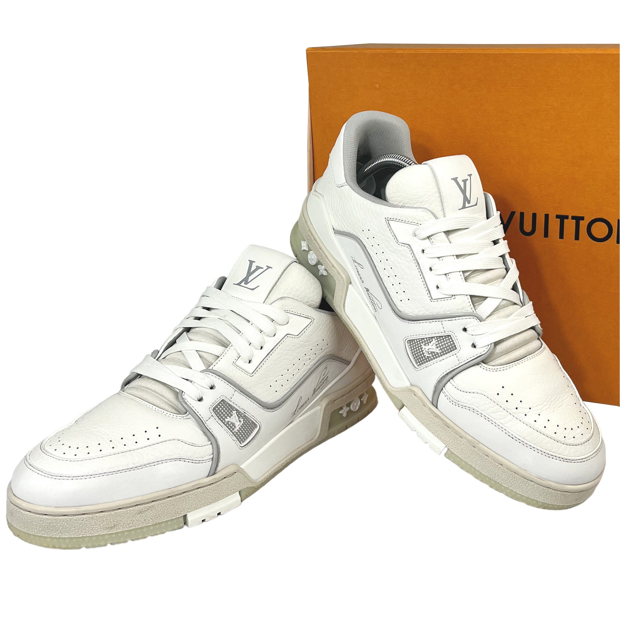 LOUIS VUITTON White Leather #54 Trainers Size 7 UK LHQ74