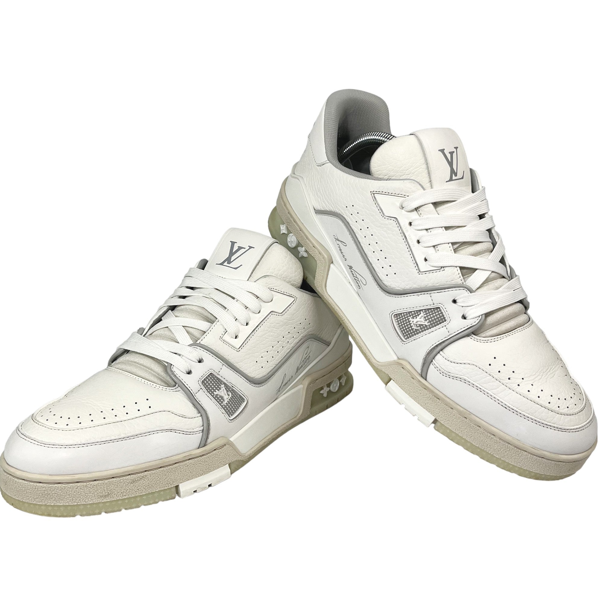 LOUIS VUITTON White Leather #54 Trainers Size 7 UK LHQ74