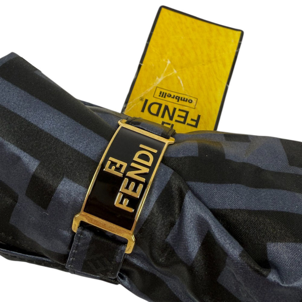 FENDI Zucca Navy/Purple Folding Umbrella LHQ744