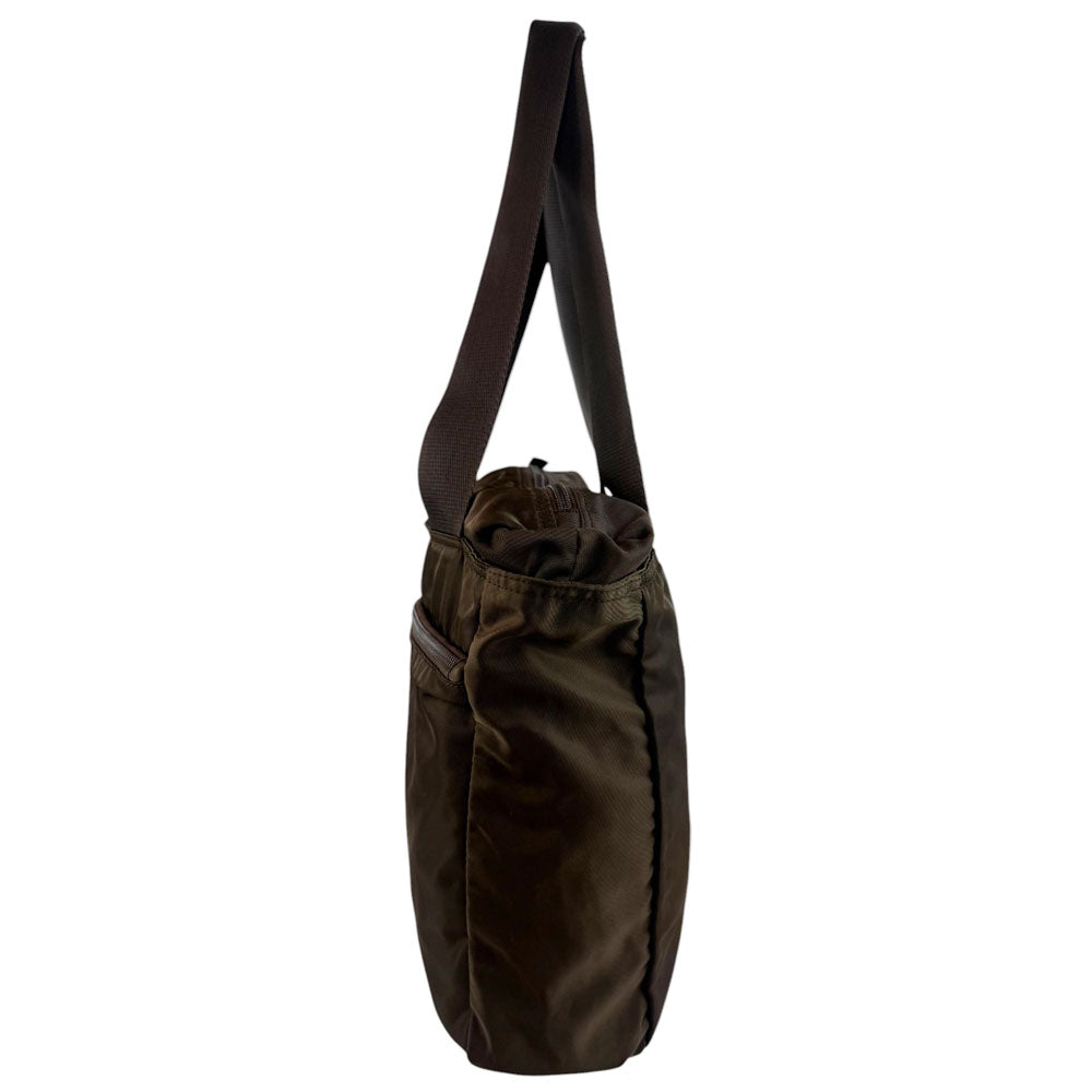 PRADA Khaki Brown Nylon Shoulder Bag LHQ752