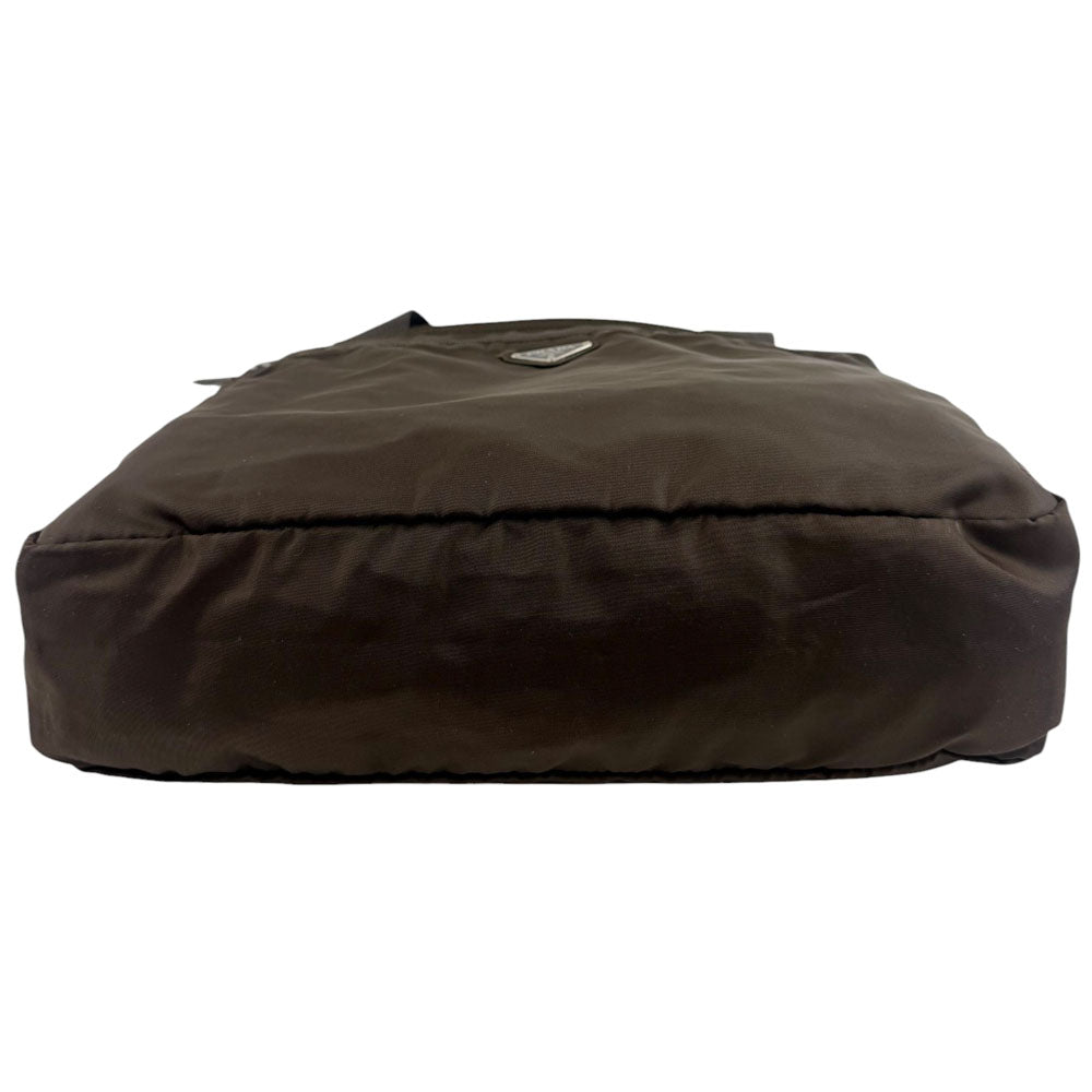 PRADA Khaki Brown Nylon Shoulder Bag LHQ752