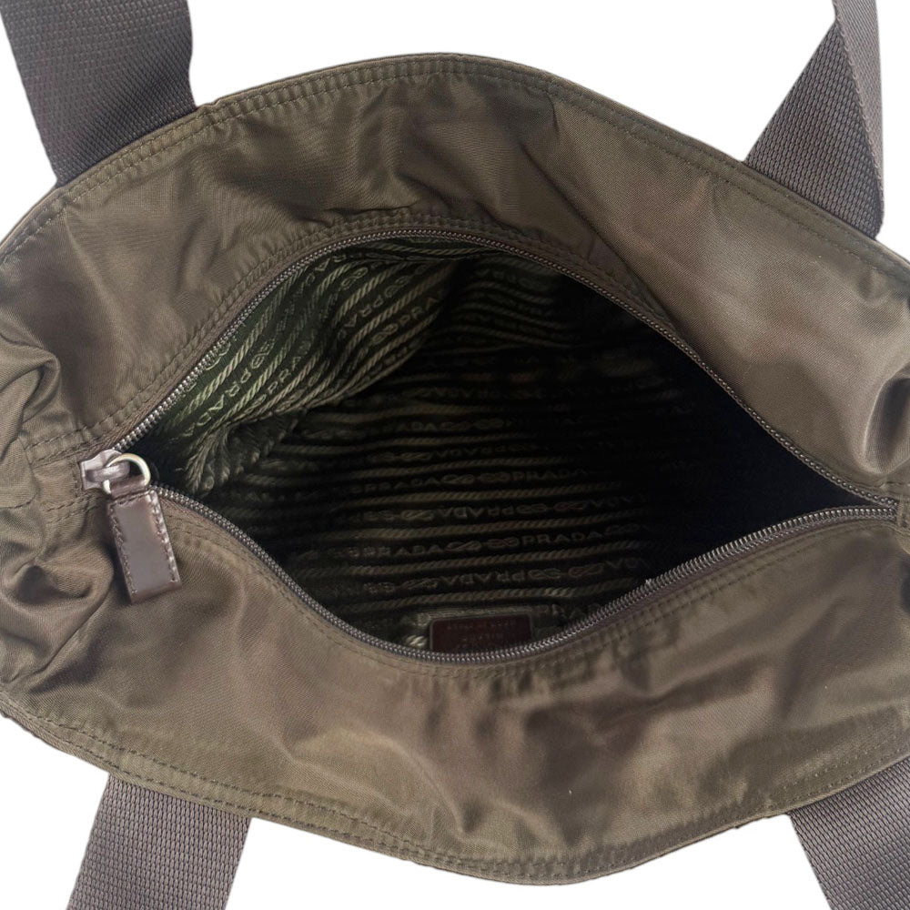 PRADA Khaki Brown Nylon Shoulder Bag LHQ752