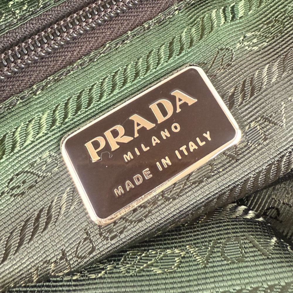 PRADA Khaki Brown Nylon Shoulder Bag LHQ752