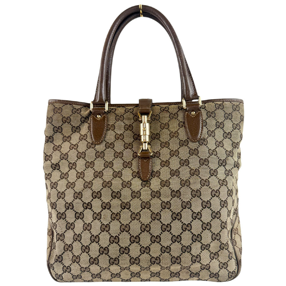 GUCCI GG Brown Canvas Jackie Tote Shoulder Bag LHQ753