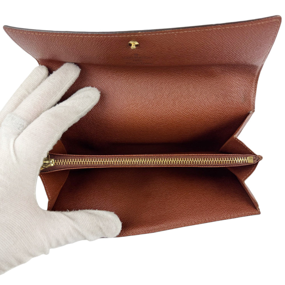LOUIS VUITTON Monogram Brown Portefeuille Sarah Purse LHQ756