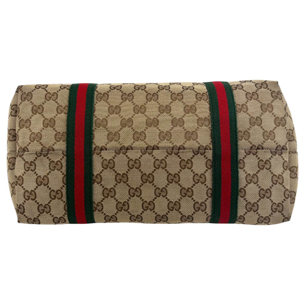 GUCCI GG Supreme Brown Canvas Sherry Line Tote Shoulder Bag LHQ759