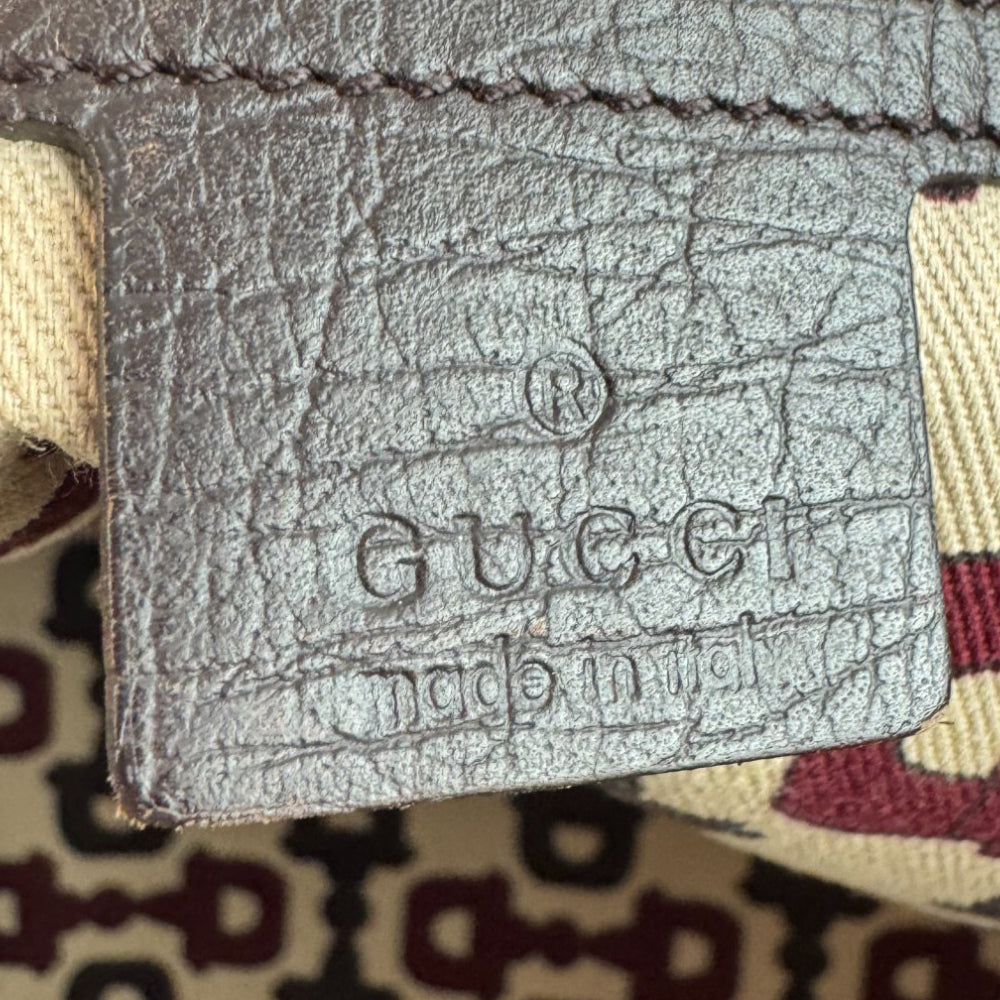 GUCCI GG Supreme Brown Canvas Sherry Line Tote Shoulder Bag LHQ759