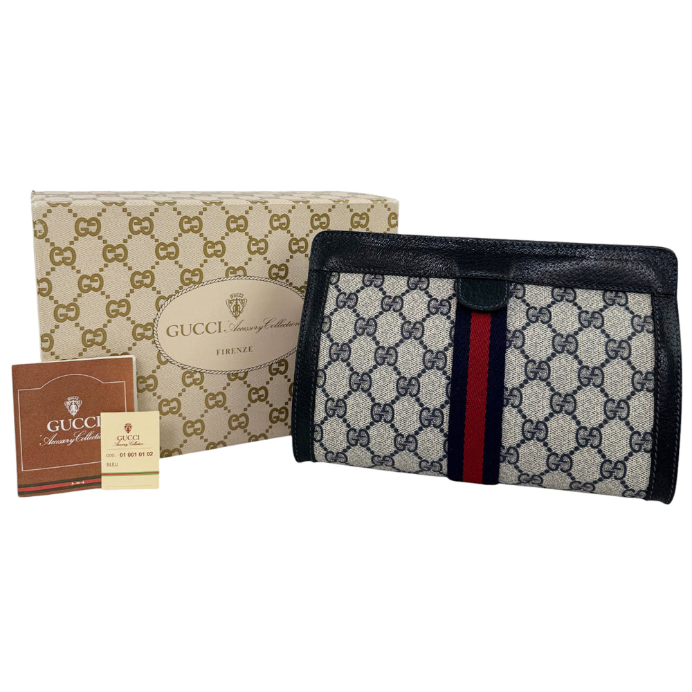GUCCI GG Supreme Grey Clutch Bag LHQ761
