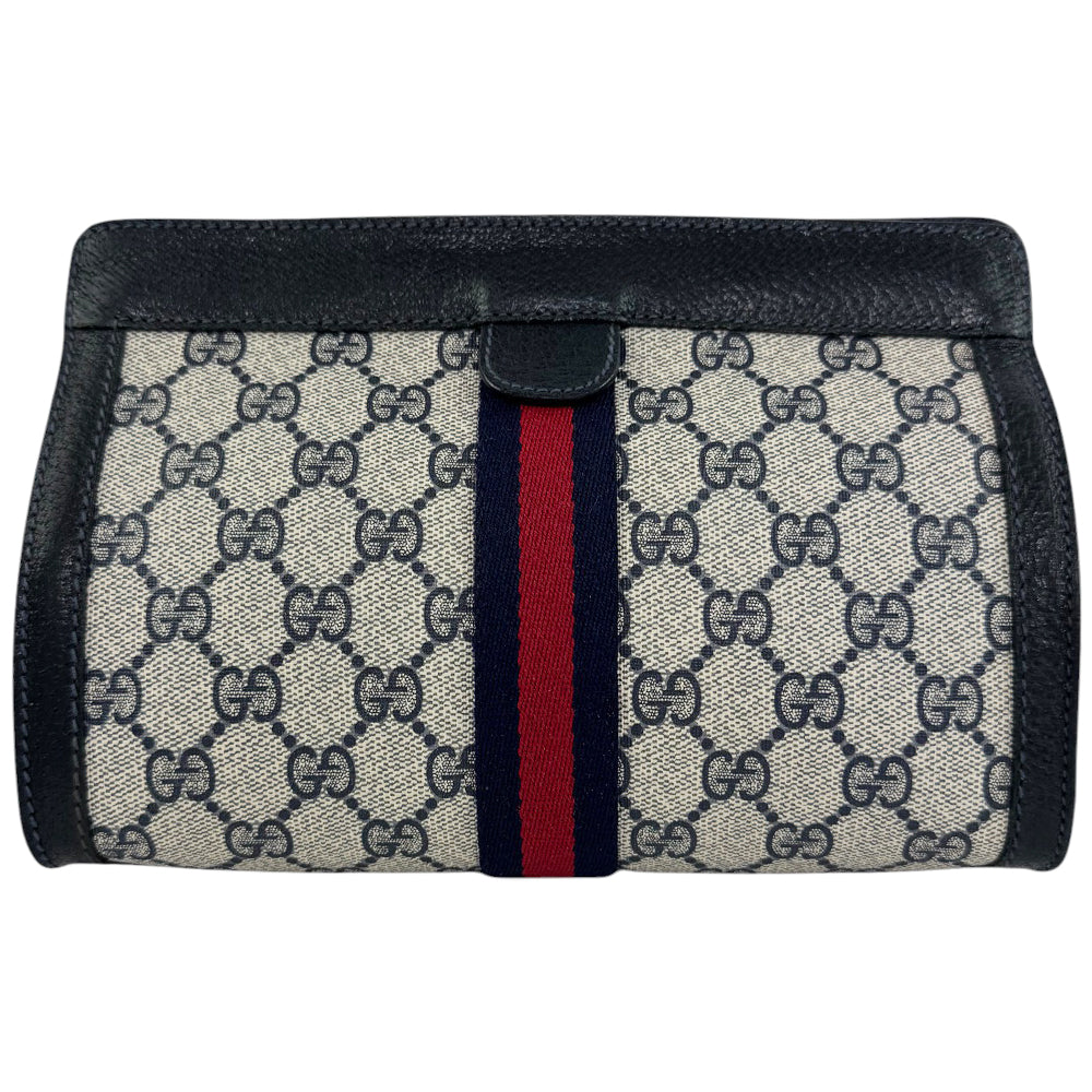 GUCCI GG Supreme Grey Clutch Bag LHQ761