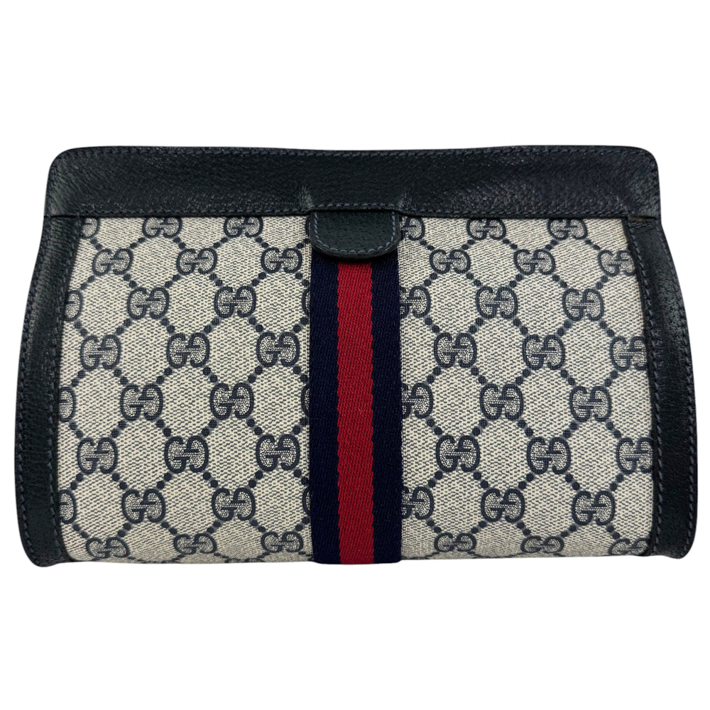 GUCCI GG Supreme Grey Clutch Bag LHQ761