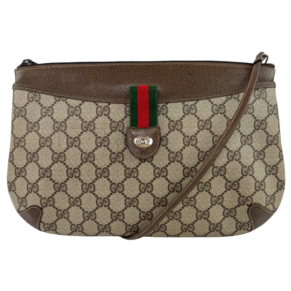 GUCCI GG Supreme Brown Sherry Line Shoulder Bag LHQ763