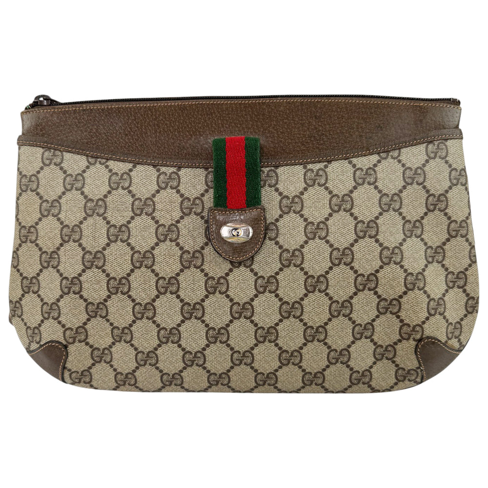 GUCCI GG Supreme Brown Sherry Line Shoulder Bag LHQ763