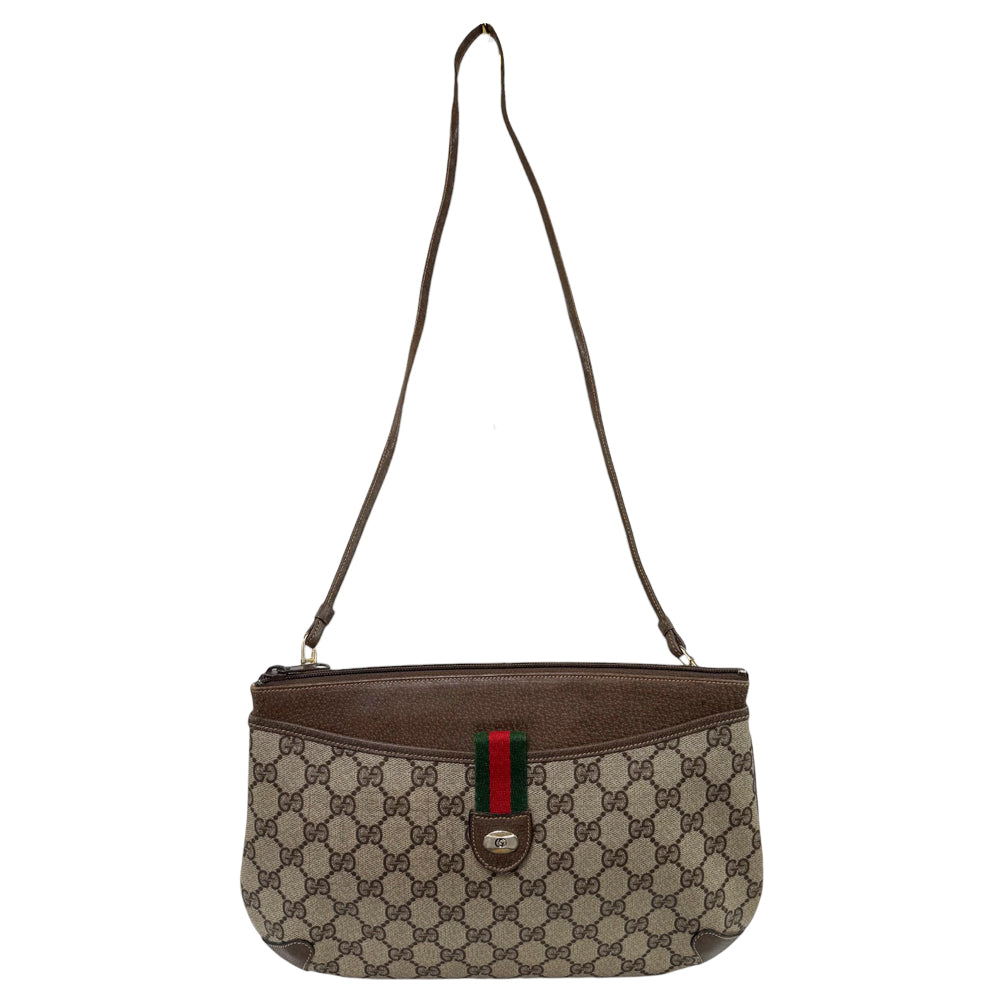 GUCCI GG Supreme Brown Sherry Line Shoulder Bag LHQ763