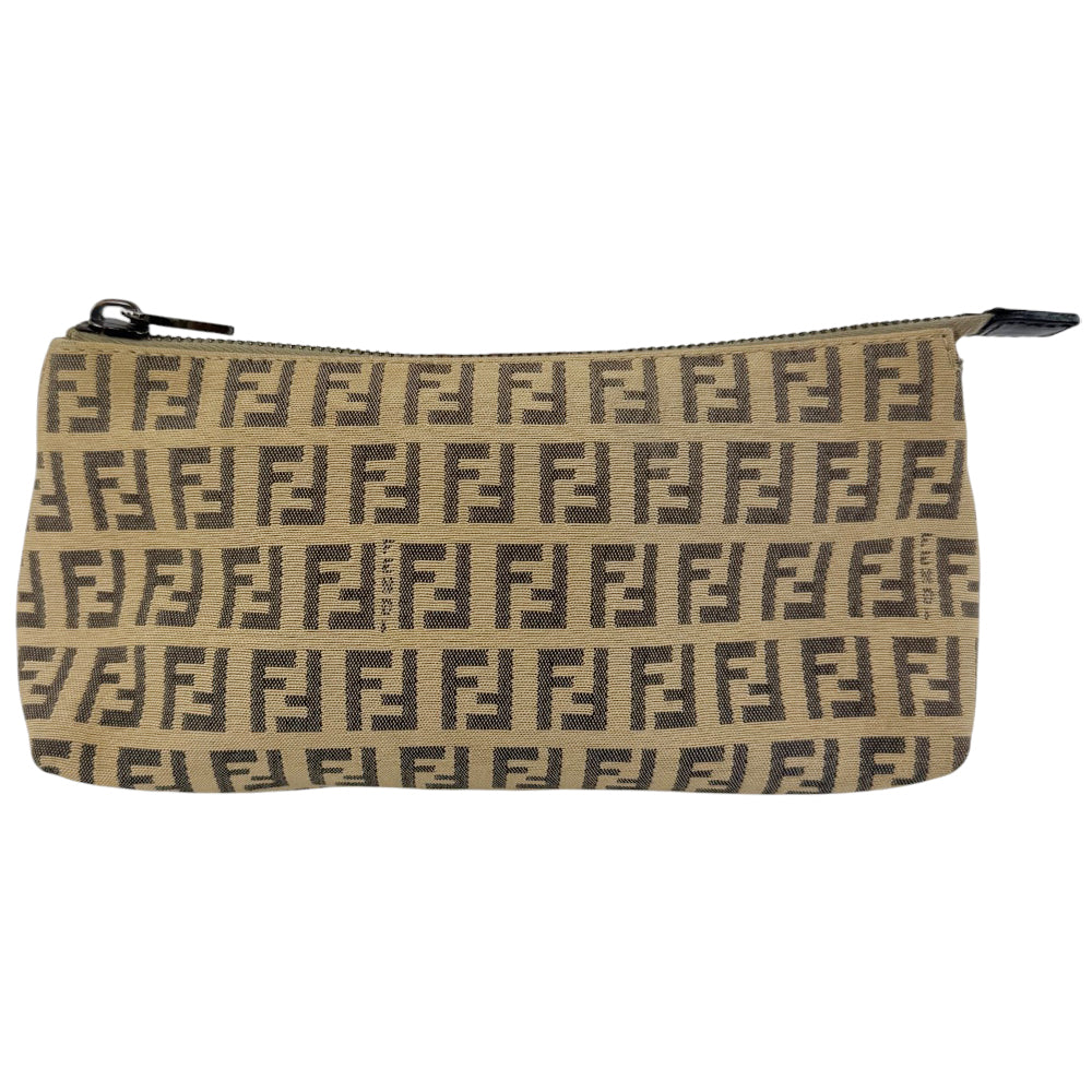 FENDI Zucchino Beige Canvas Pouch Clutch Bag LHQ765