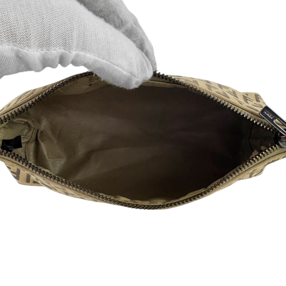 FENDI Zucchino Beige Canvas Pouch Clutch Bag LHQ765
