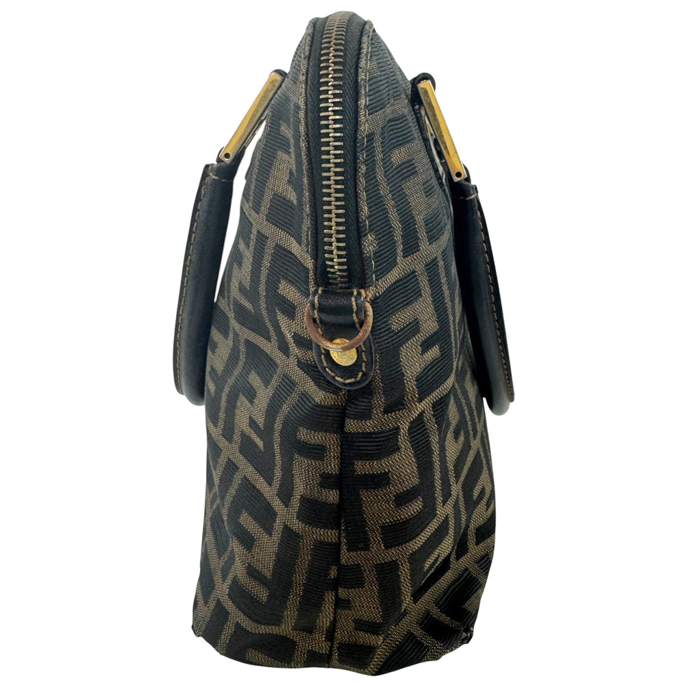 FENDI Zucca Brown Canvas Handbag LHQ766