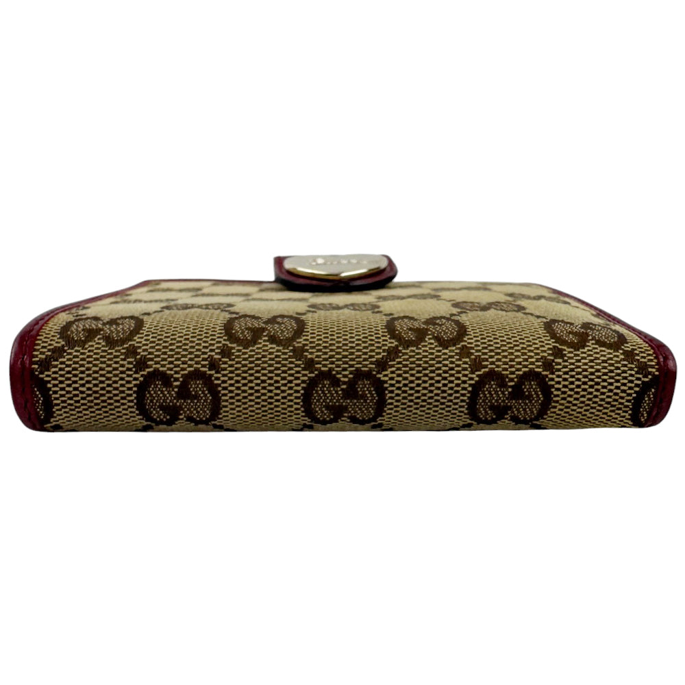 GUCCI GG Canvas Pink Leather Bifold Heart Purse LHQ767