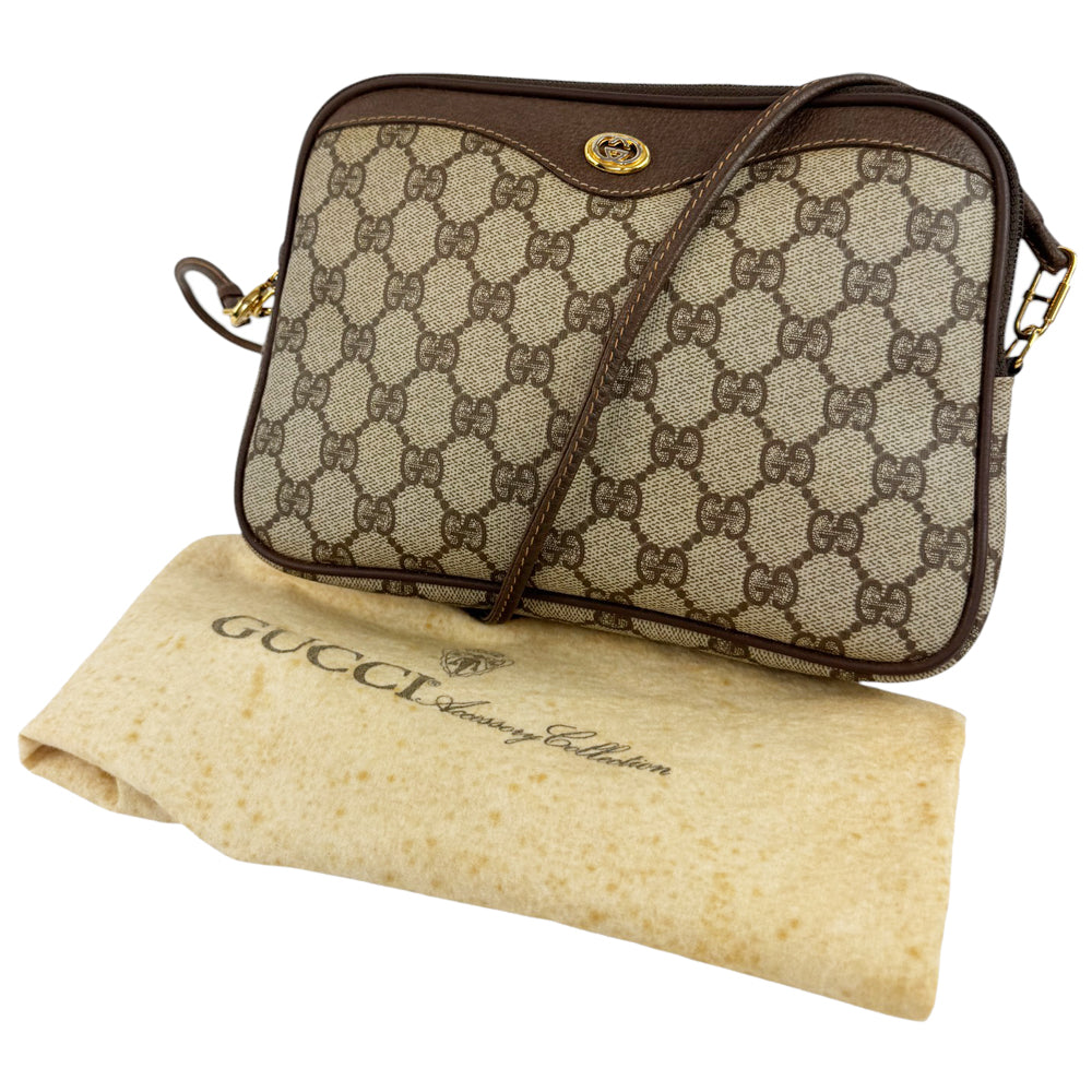 GUCCI GG Supreme Brown Canvas Shoulder Bag LHQ770