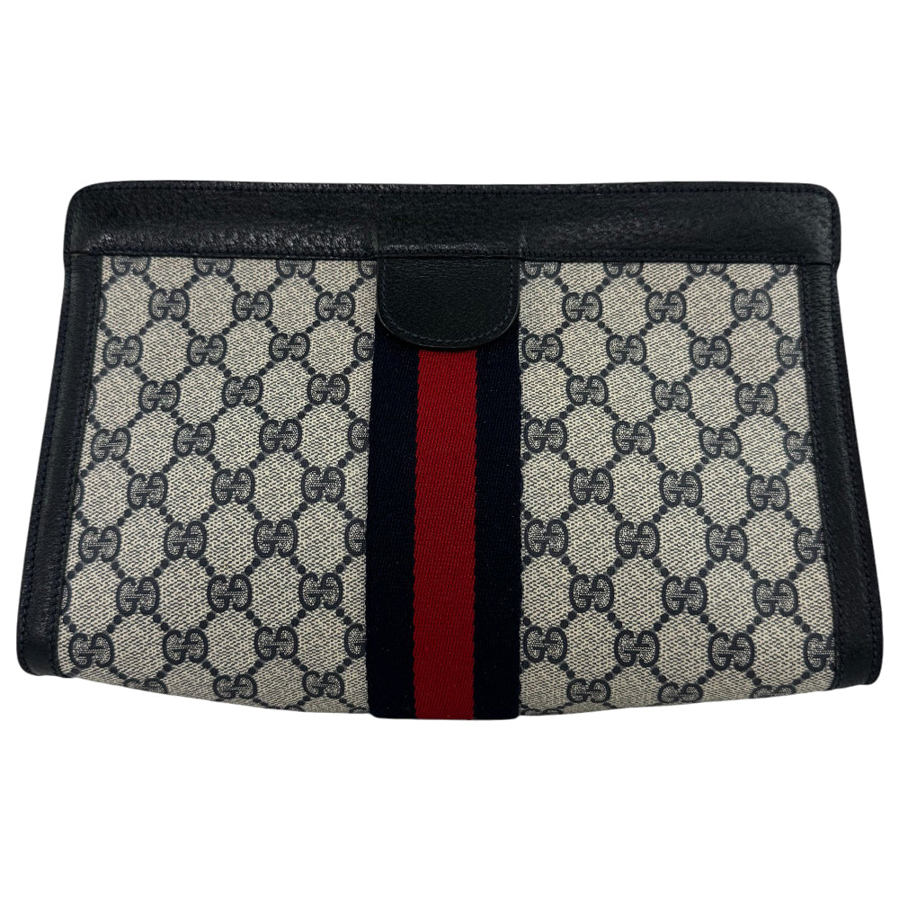 GUCCI GG Supreme Grey Large Clutch Bag LHQ771