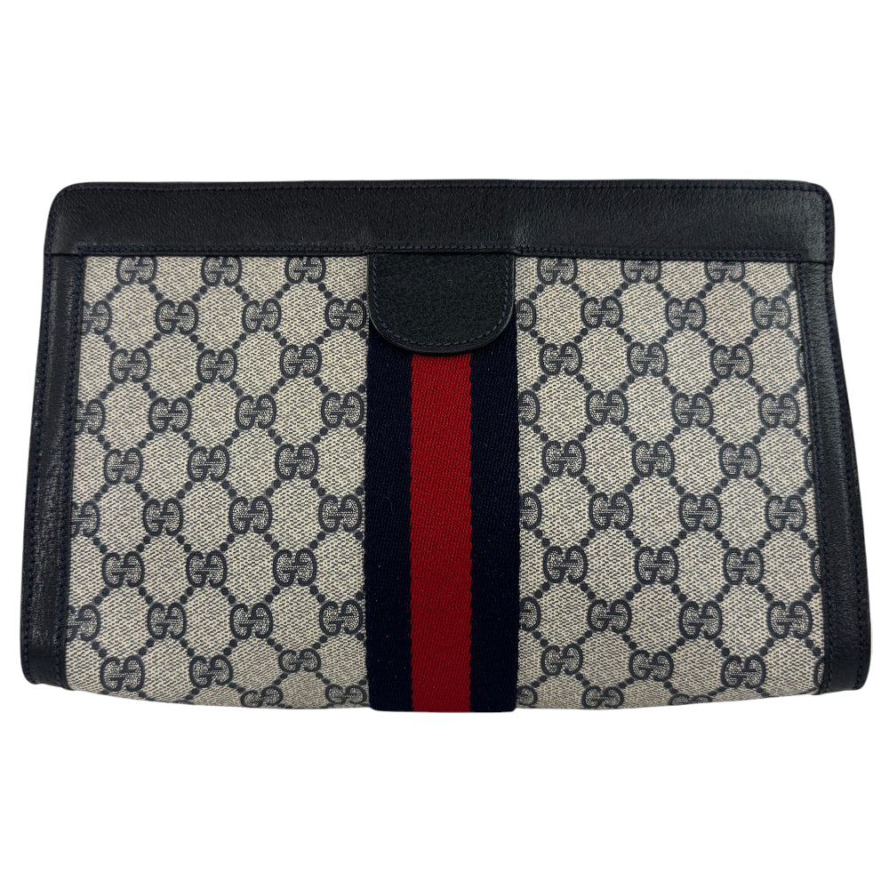 GUCCI GG Supreme Grey Large Clutch Bag LHQ771