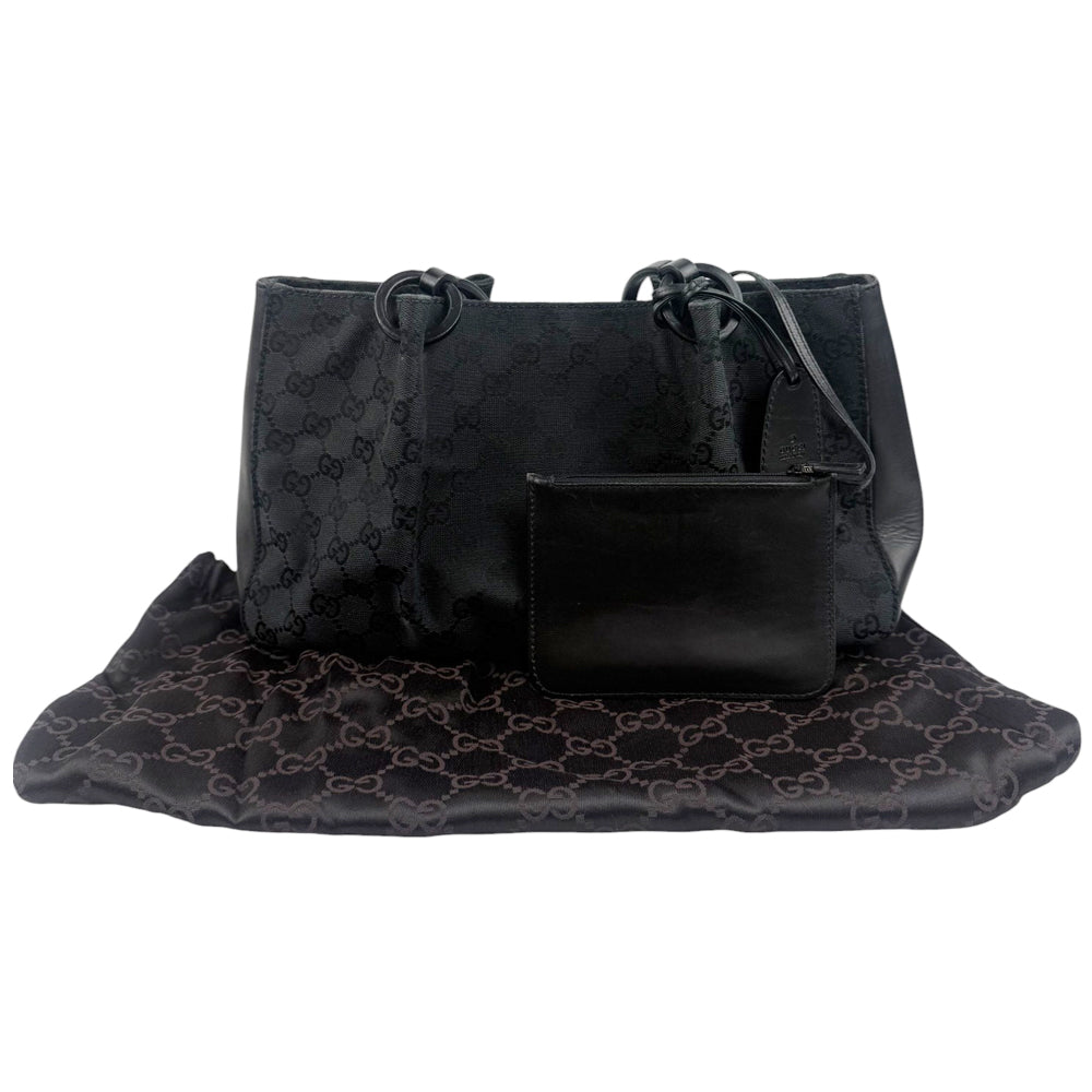 GUCCI GG Black Canvas Shoulder Tote Bag LHQ775