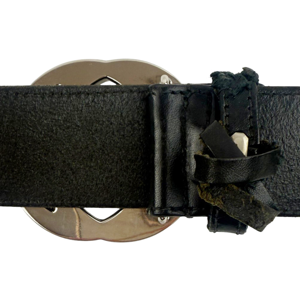 GUCCI GG Buckle Black Leather Belt Size 36" LHQ781
