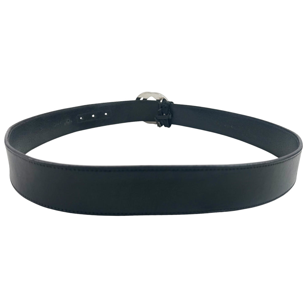 GUCCI GG Buckle Black Leather Belt Size 36" LHQ781