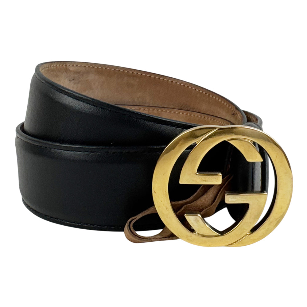 GUCCI Black Leather Belt Size 85cm/34" LHQ782