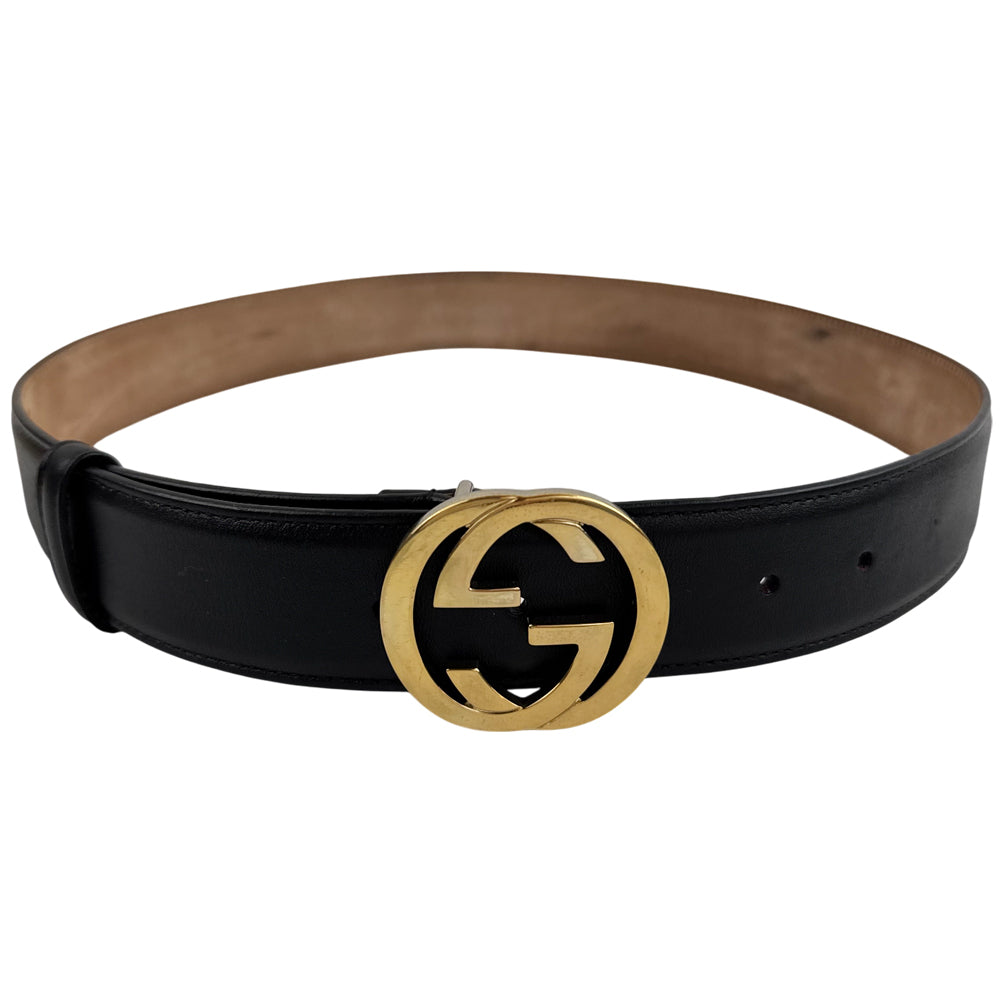 GUCCI Black Leather Belt Size 85cm/34" LHQ782