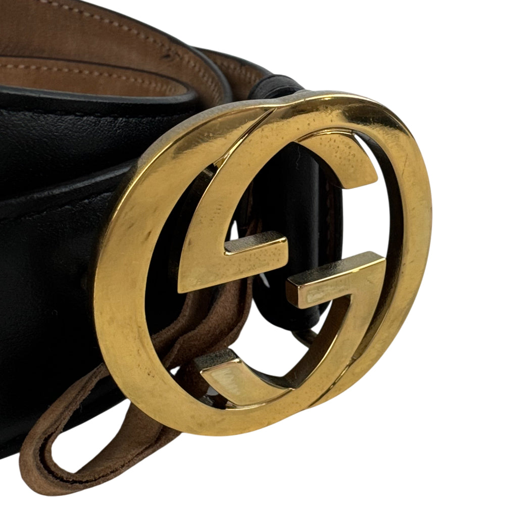 GUCCI Black Leather Belt Size 85cm/34" LHQ782