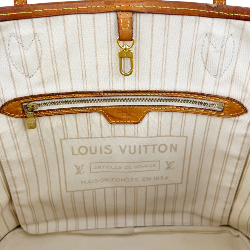 LOUIS VUITTON Neverfull MM Damier Azure With Pouch Tote Bag LHQ785