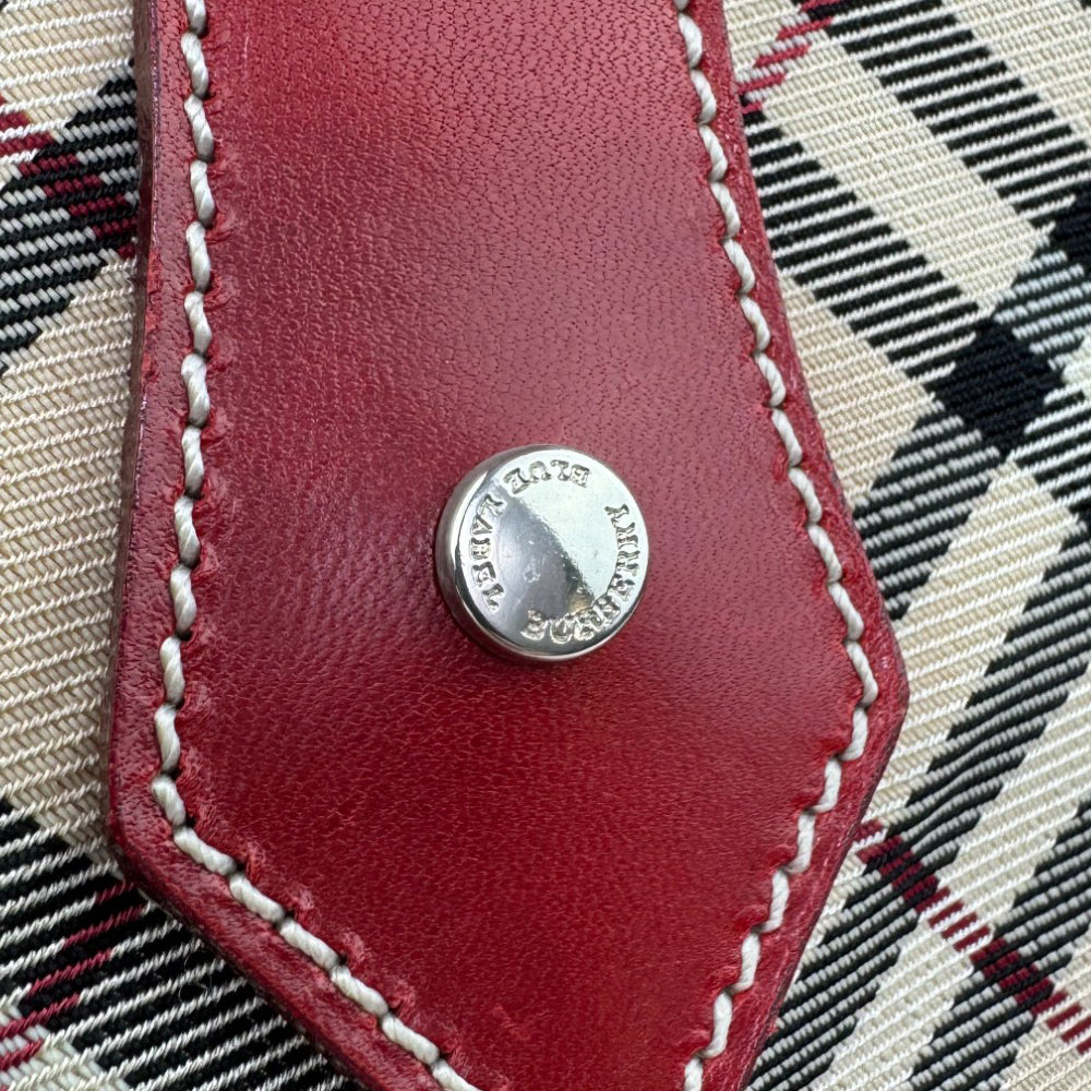 BURBERRY Blue Label Nova Check Red Leather Mini Boston Bag LHQ793