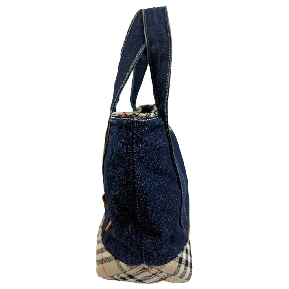 BURBERRY Blue Label Denim Nova Check Handbag LHQ795