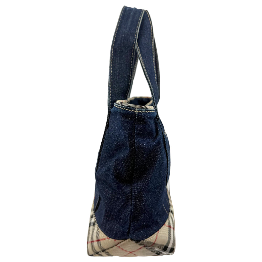 BURBERRY Blue Label Denim Nova Check Handbag LHQ795