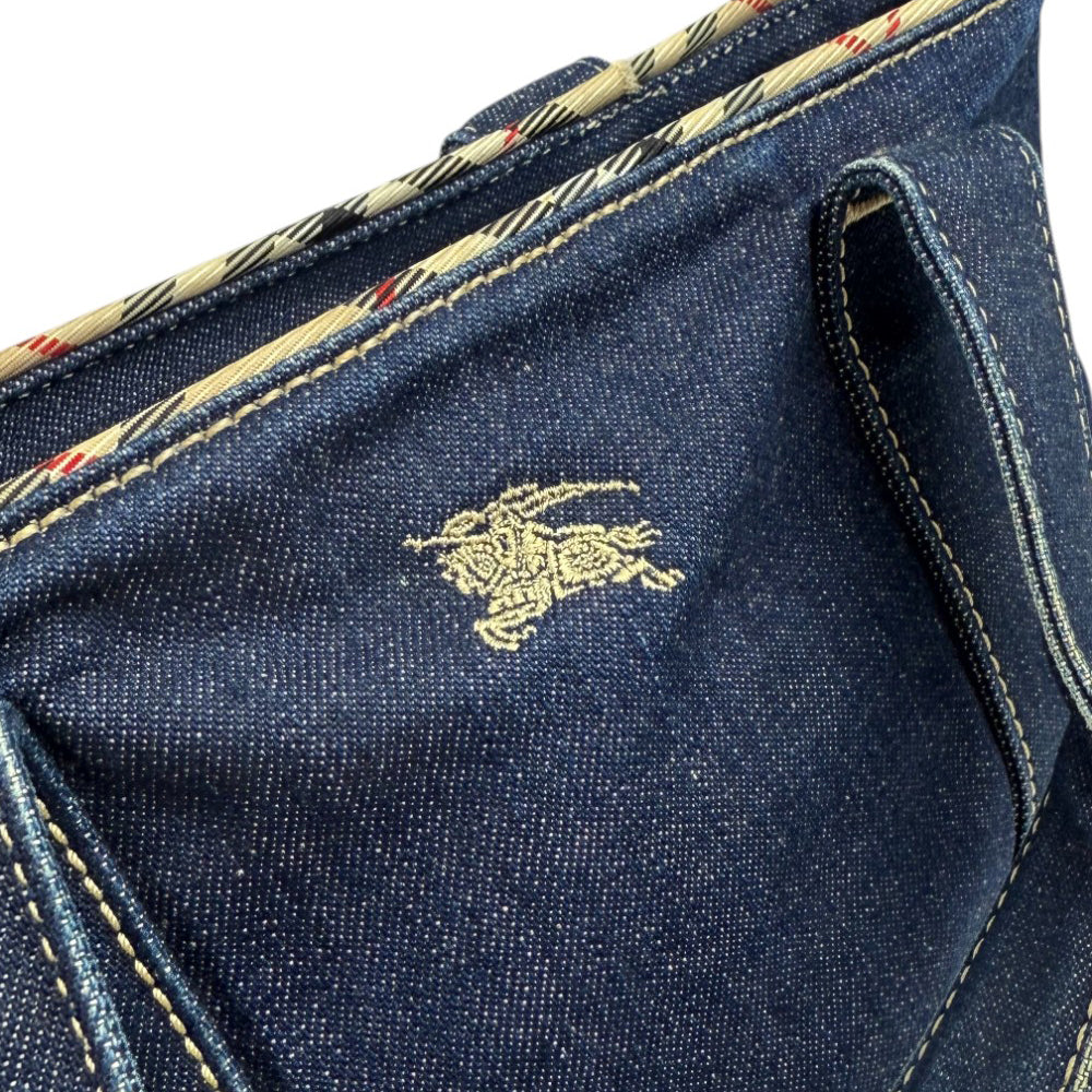BURBERRY Blue Label Denim Nova Check Handbag LHQ795