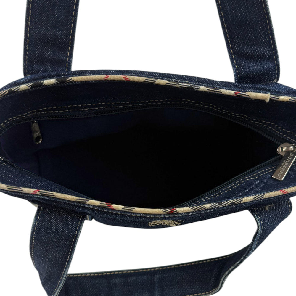 BURBERRY Blue Label Denim Nova Check Handbag LHQ795