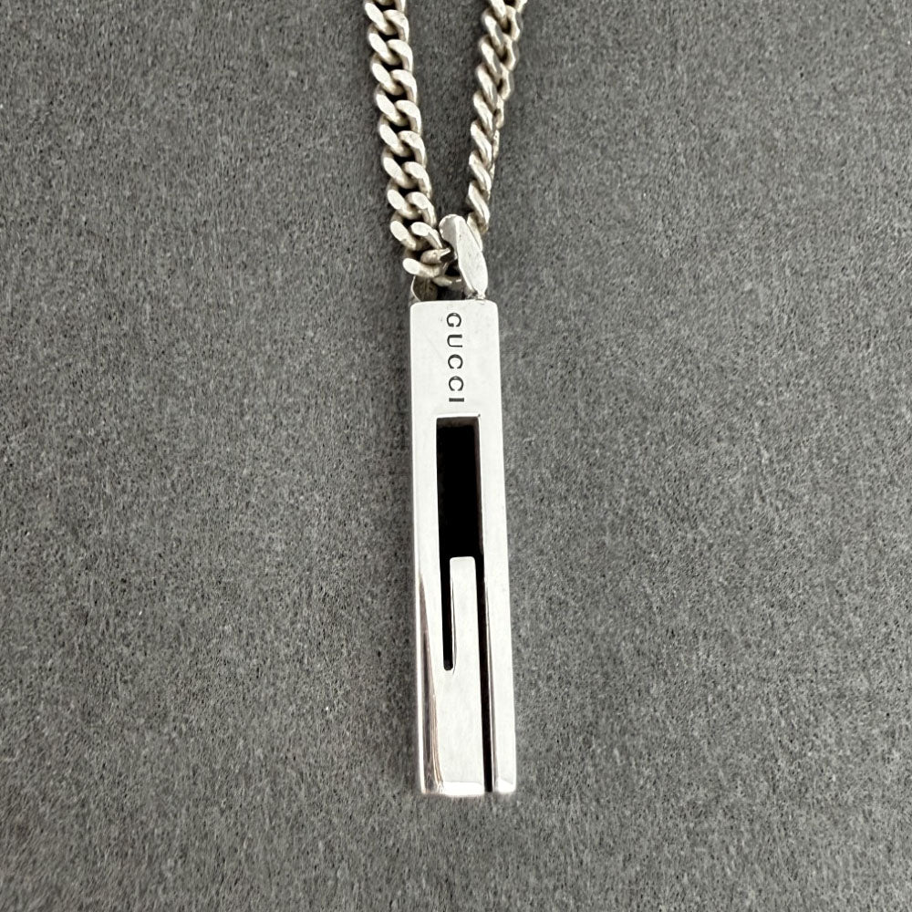 GUCCI Silver G Bar Necklace LHQ803