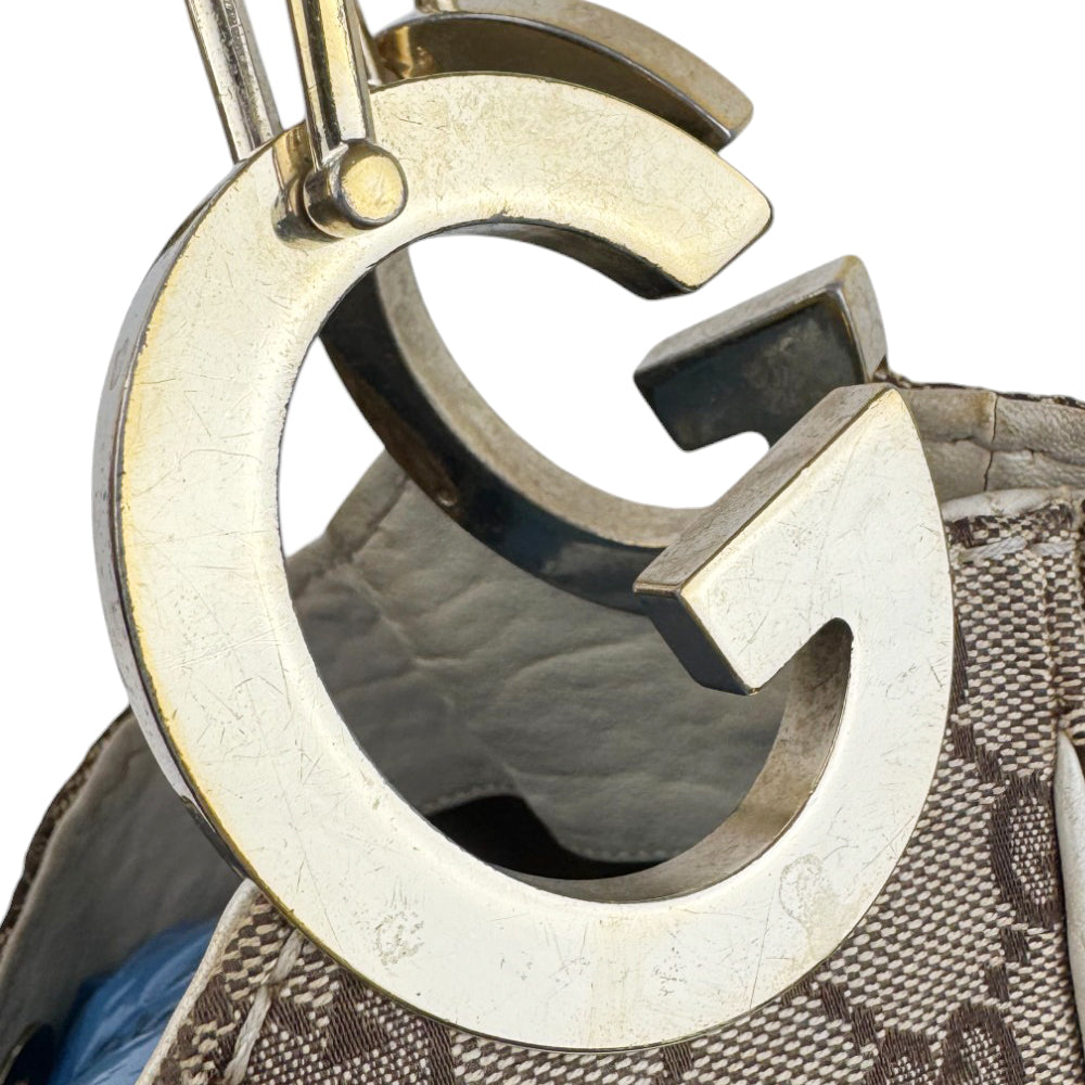 GUCCI GG Supreme Charlotte Beige Canvas Shoulder Bag LHQ806